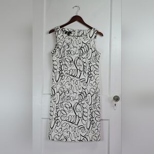 AB Studio Black and White Abstract Sheath Dress 6